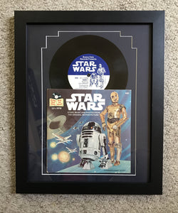 1979 Star Wars record and book matted and framed