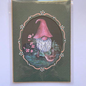 Spring gnome matted 5x7
