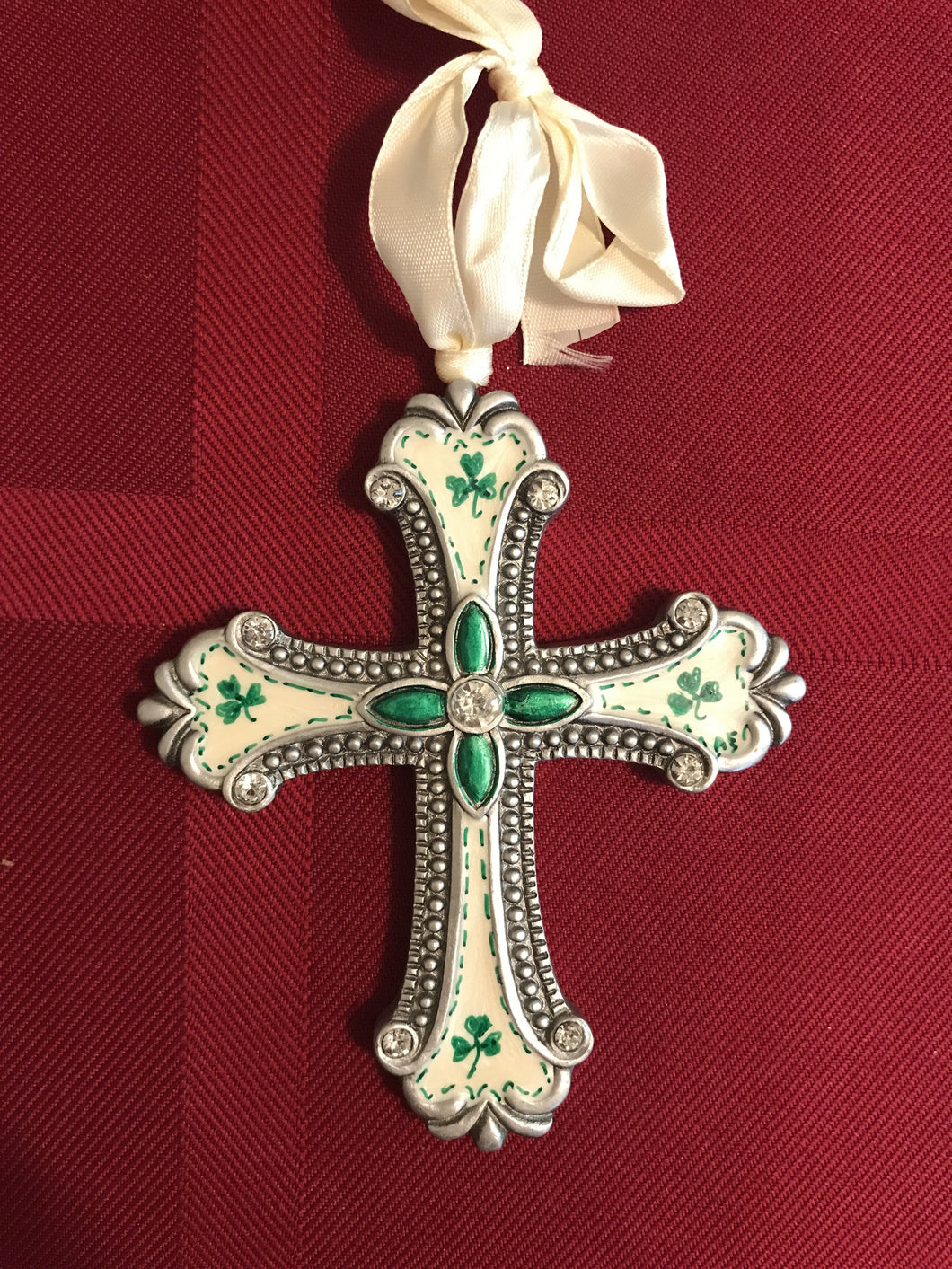 Hand painted cross with Shamrocks