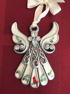 Hand painted angel with cardinal