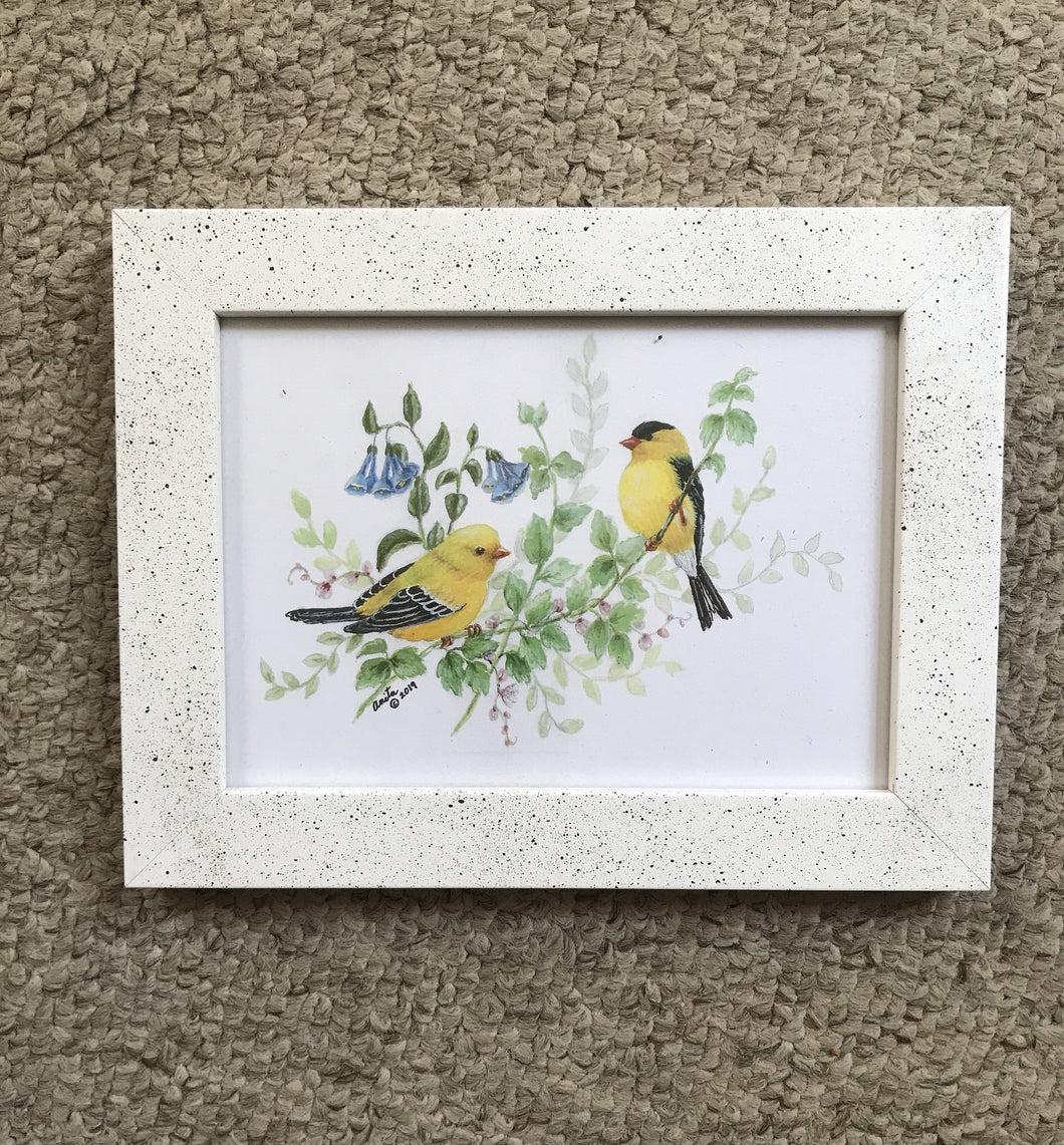 Goldfinch in spring 5x7