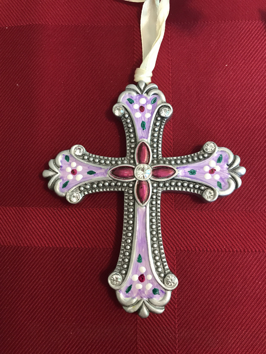 Hand painted cross in lavender