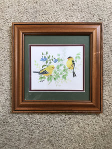 “Goldfinch  pair in spring” 8x8”
