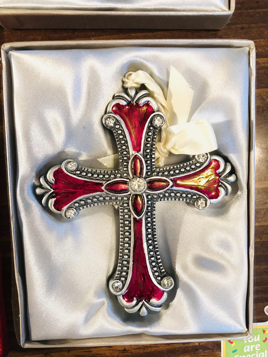 Wine colored cross - hand painted