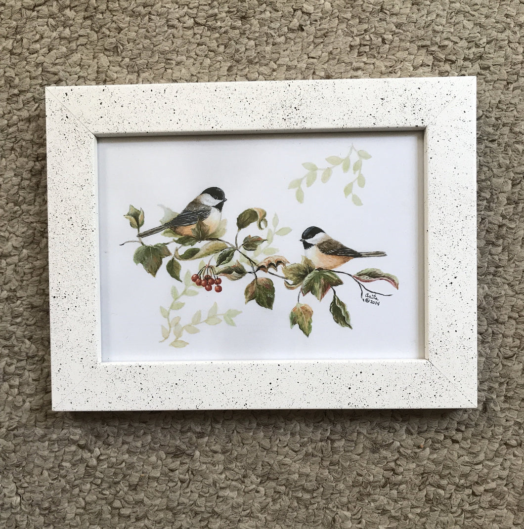 Chickadees in fall 5x7